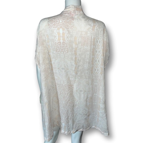 VICTORIAS SECRET Pink White Medallion Print Tie Front Kimono Robe Swim Cover Up - Picture 5 of 7